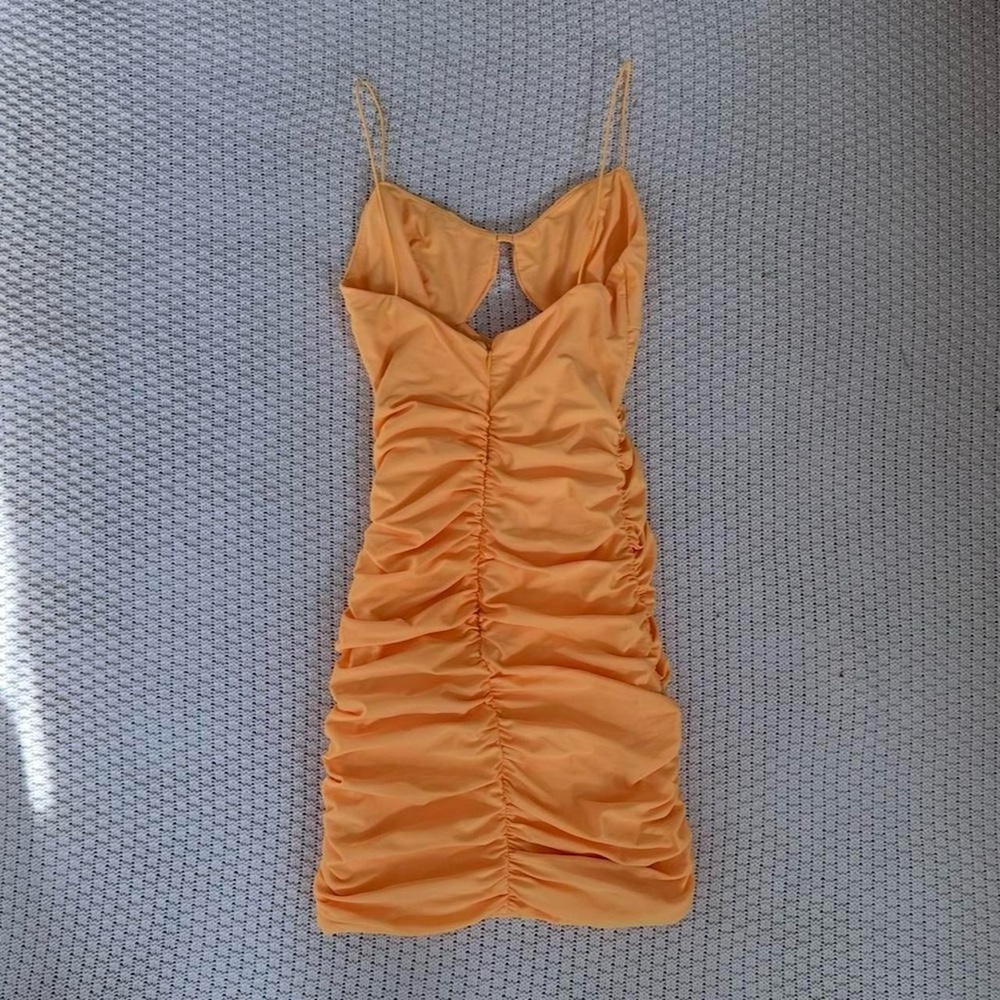 Tiger Mist Yellow Ruched Mini Dress - Picture 4 of 7